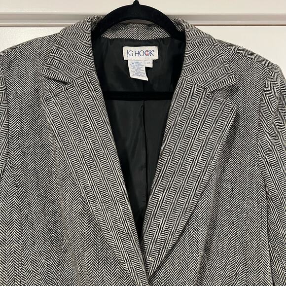 JG Hook Women's Wool Blend Tweed‎ Jacket Pea Coat White and Black Size 12T - Picture 6 of 7